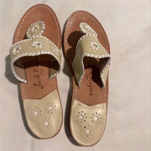 Jack Rogers Women's Tan and Cream Sandals 7M